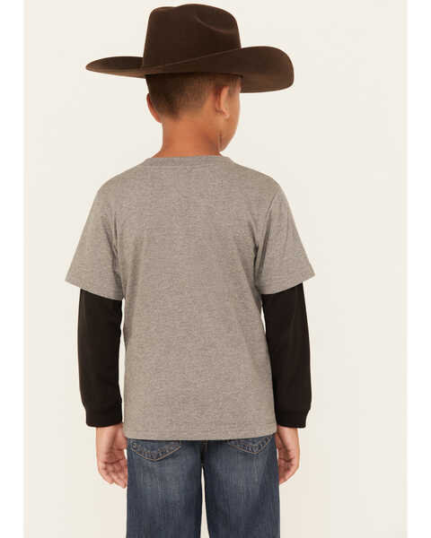 Image #3 - John Deere Boys' Mega Tractor Long Sleeve Graphic T-Shirt, Grey, hi-res