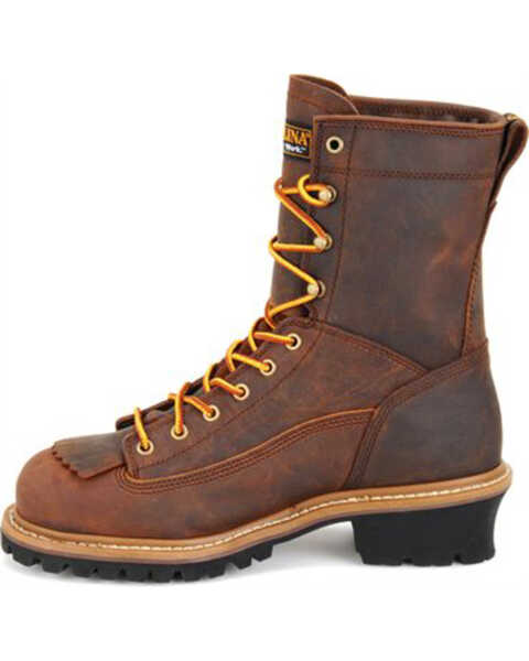 Carolina Men's Waterproof Lace-to-Toe Logger Boots - Steel Toe, Brown, hi-res