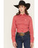 Image #1 - Cinch Women's Geo Print Long Sleeve Button-Down Stretch Western Shirt, Red, hi-res