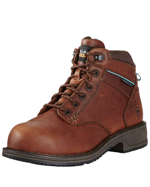 Ariat Women's Casual Lace Work Boots - Composite Toe, Brown, hi-res