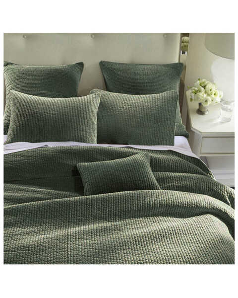 Image #1 - HiEnd Accents Fern Green Stonewashed Cotton & Velvet 3-Piece Full/Queen Quilt Set , Green, hi-res