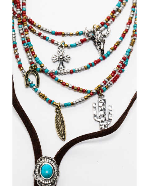 Image #3 - Shyanne Women's Summer Escape Bead Layered Choker Stone Jewelry Set, Silver, hi-res