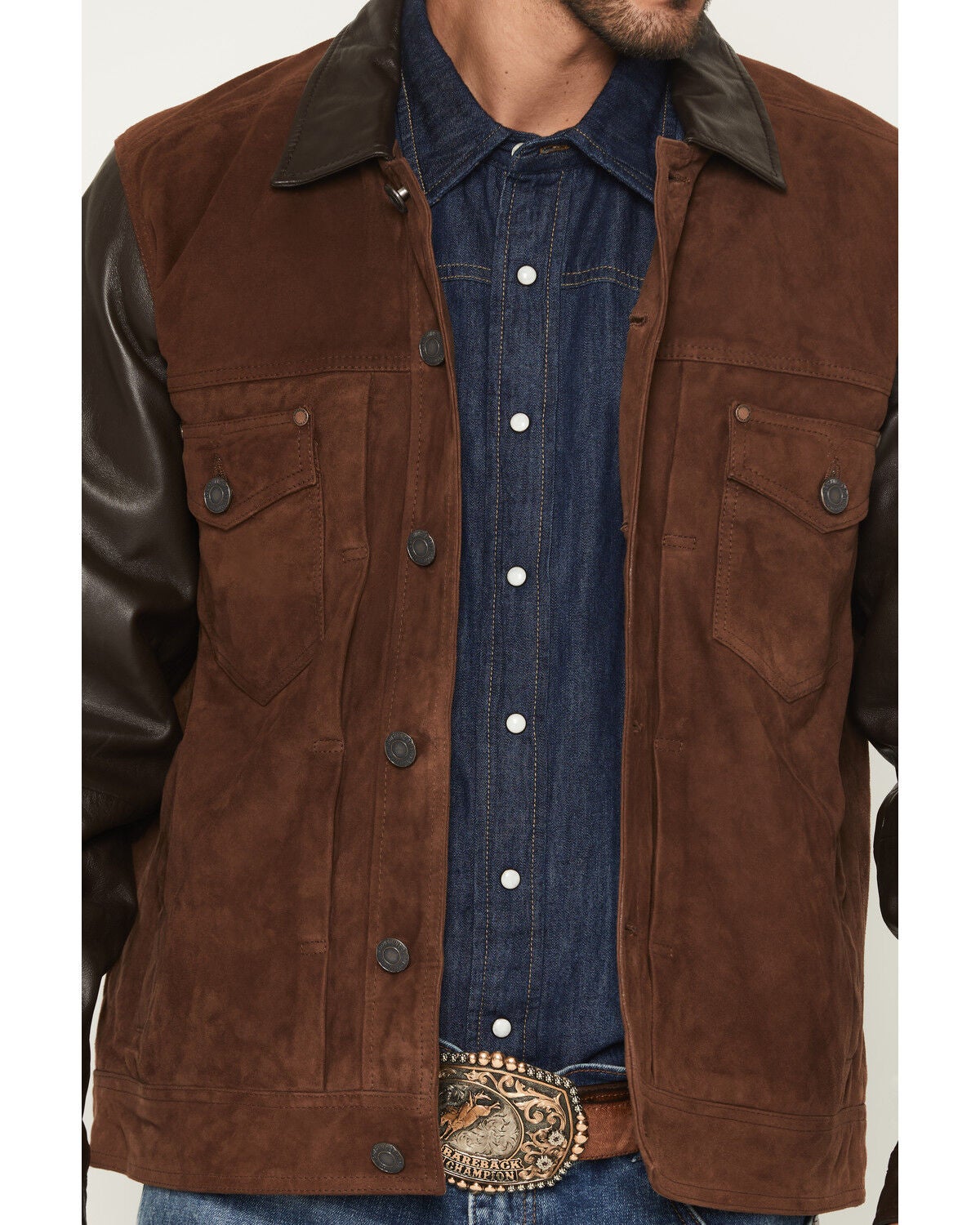 Image #3 - Moonshine Spirit&reg; Men's Brody Color Block Leather Button-Down Jacket, Rust Copper, hi-res