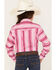 Image #4 - Cowgirl Hardware Girls' Serape Stripe Print Long Sleeve Pearl Snap Western Shirt, Pink, hi-res