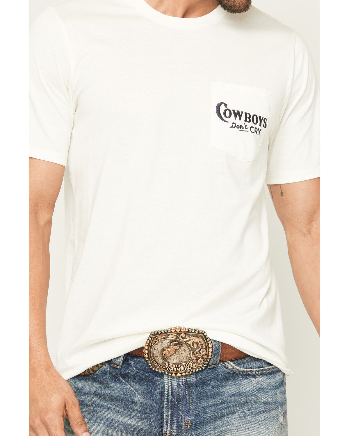 Image #3 - Sendero Provisions Men's Cowboys Don't Cry Short Sleeve Graphic T-Shirt, White, hi-res