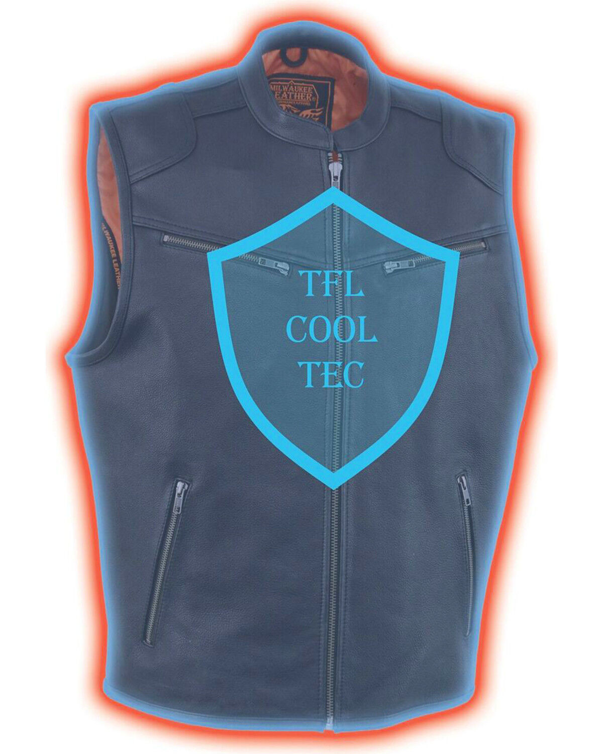 Image #2 - Milwaukee Leather Men's Black Cool Tec Leather Vest - Big 4X, Black, hi-res