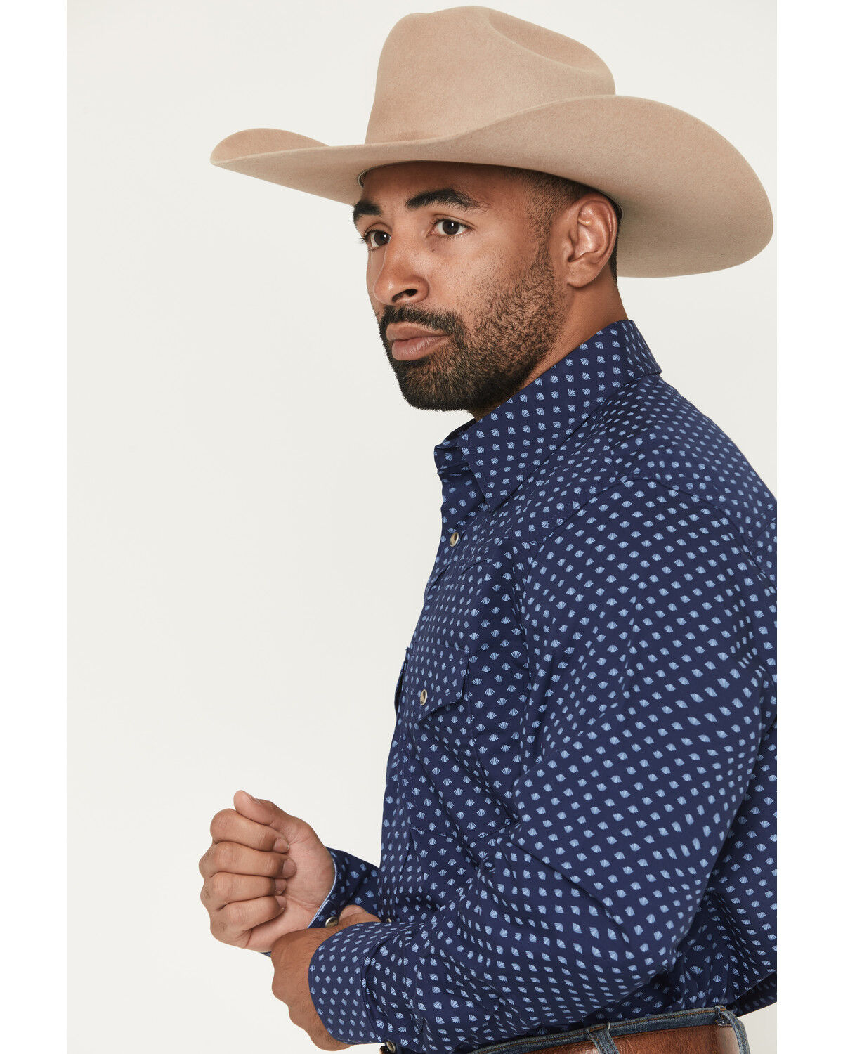 Image #2 - Wrangler 20X Men's Geo Print Long Sleeve Snap Stretch Western Shirt, Blue, hi-res