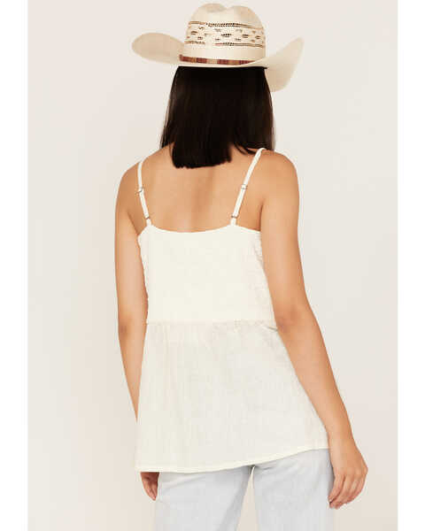 Image #4 - Cleo + Wolf Women's Smocked Button Front Woven Tank Top , Ivory, hi-res