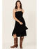 Image #1 - Angie Women's Cinch Waist Tiered Cami Midi Dress, Black, hi-res