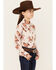 Image #2 - Panhandle Girls' Horse Print Fringe Long Sleeve Snap Western Shirt , Natural, hi-res