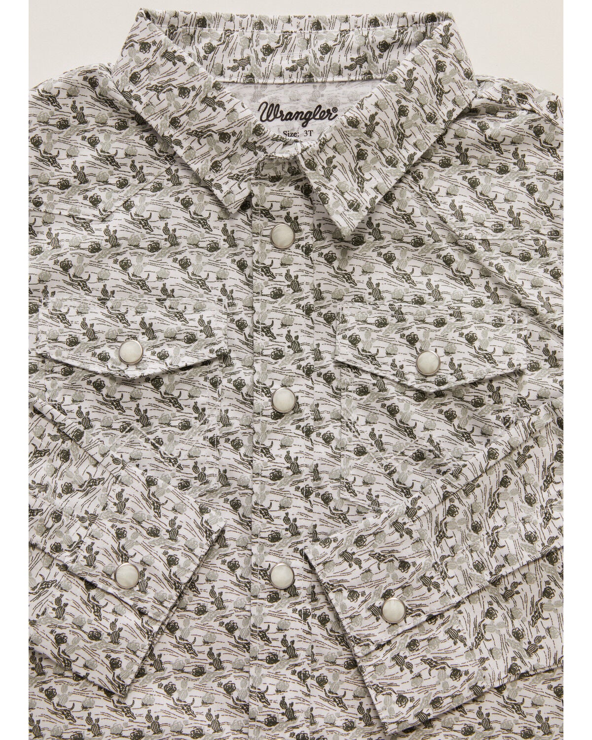 Image #2 - Wrangler Infant Boys' Conversational Print Long Sleeve Snap Stretch Western Shirt, Olive, hi-res