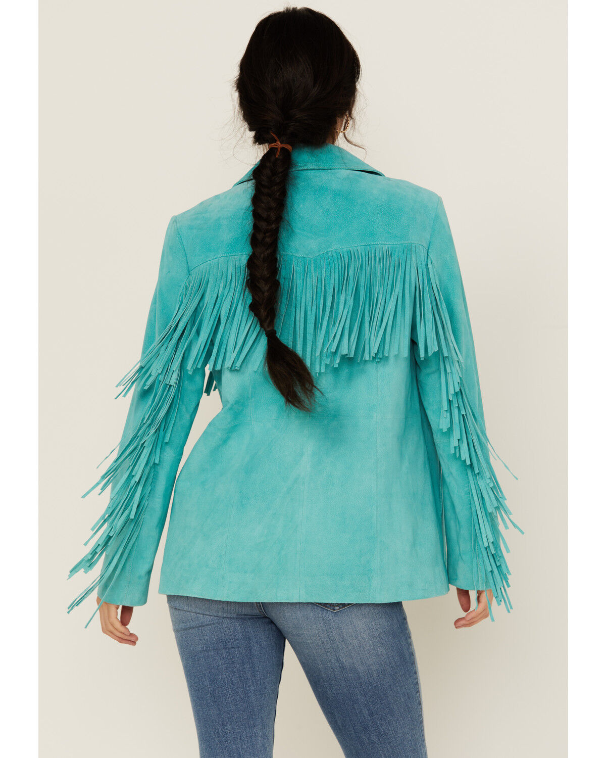 Image #4 - Scully Women's Solid Fringe Blazer, Turquoise, hi-res