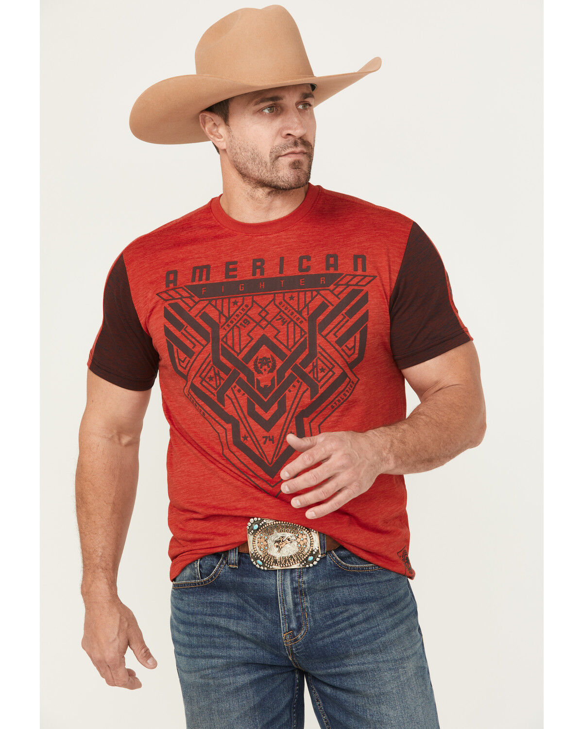 Image #2 - American Fighter Men's Ensley Short Sleeve Graphic T-Shirt, Red, hi-res