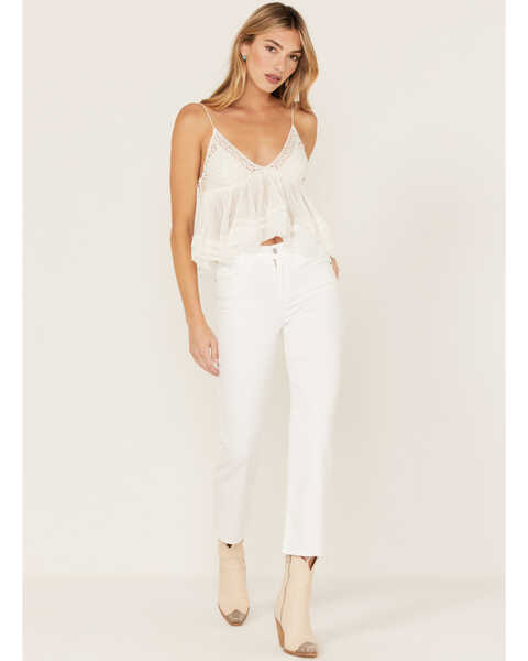 Sneak Peek Women's High Rise Slim Straight Jeans, White, hi-res