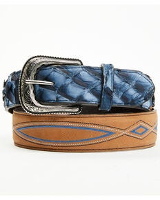 Cody James Men's Exotic Pirarucu Billet Belt, Blue, hi-res