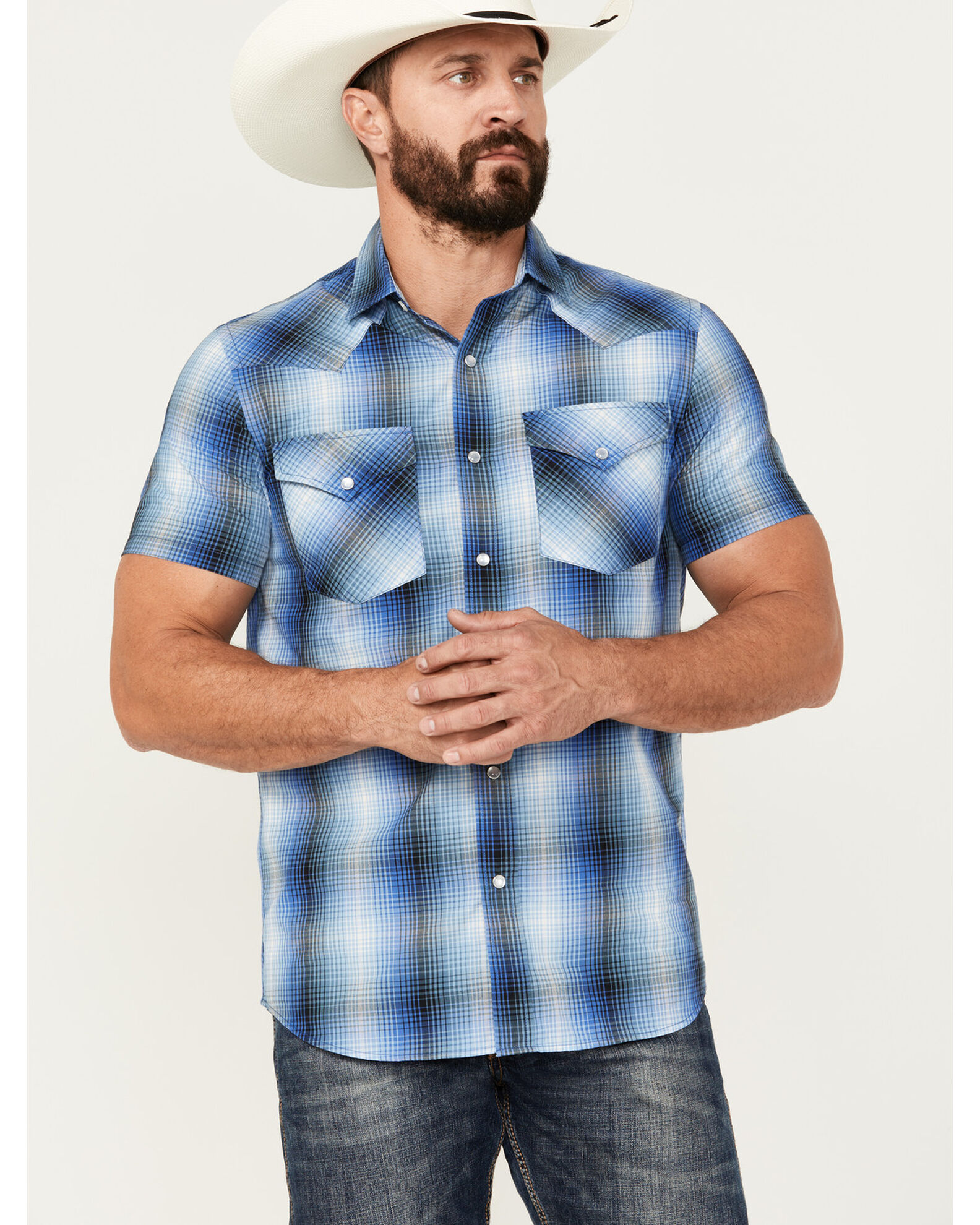 Pendleton Men s Frontier Plaid Print Short Sleeve Pearl Snap Western Shirt Sheplers