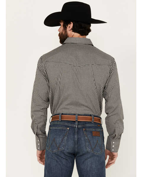 Image #4 - Wrangler Men's Plaid Print Long Sleeve Pearl Snap Western Shirt, Black, hi-res