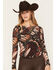 Image #1 - Wild Moss Women's Butterfly Long Sleeve Mesh Top, Brown, hi-res