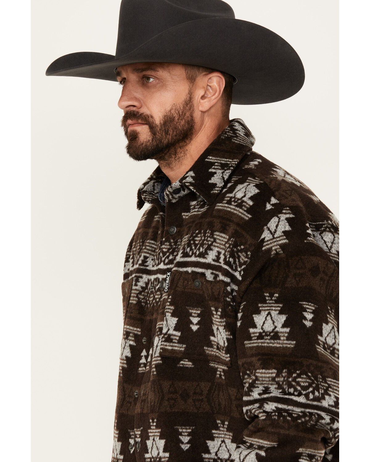 Image #2 - Outback Trading Co. Men's Brown Hudson Southwestern Print Long Sleeve Heavy Snap Western Shirt, Brown, hi-res