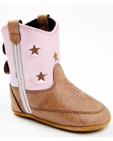 Image #1 - Shyanne Infant Girls' Poppet Little Star Western Boots - Round Toe, Brown/pink, hi-res