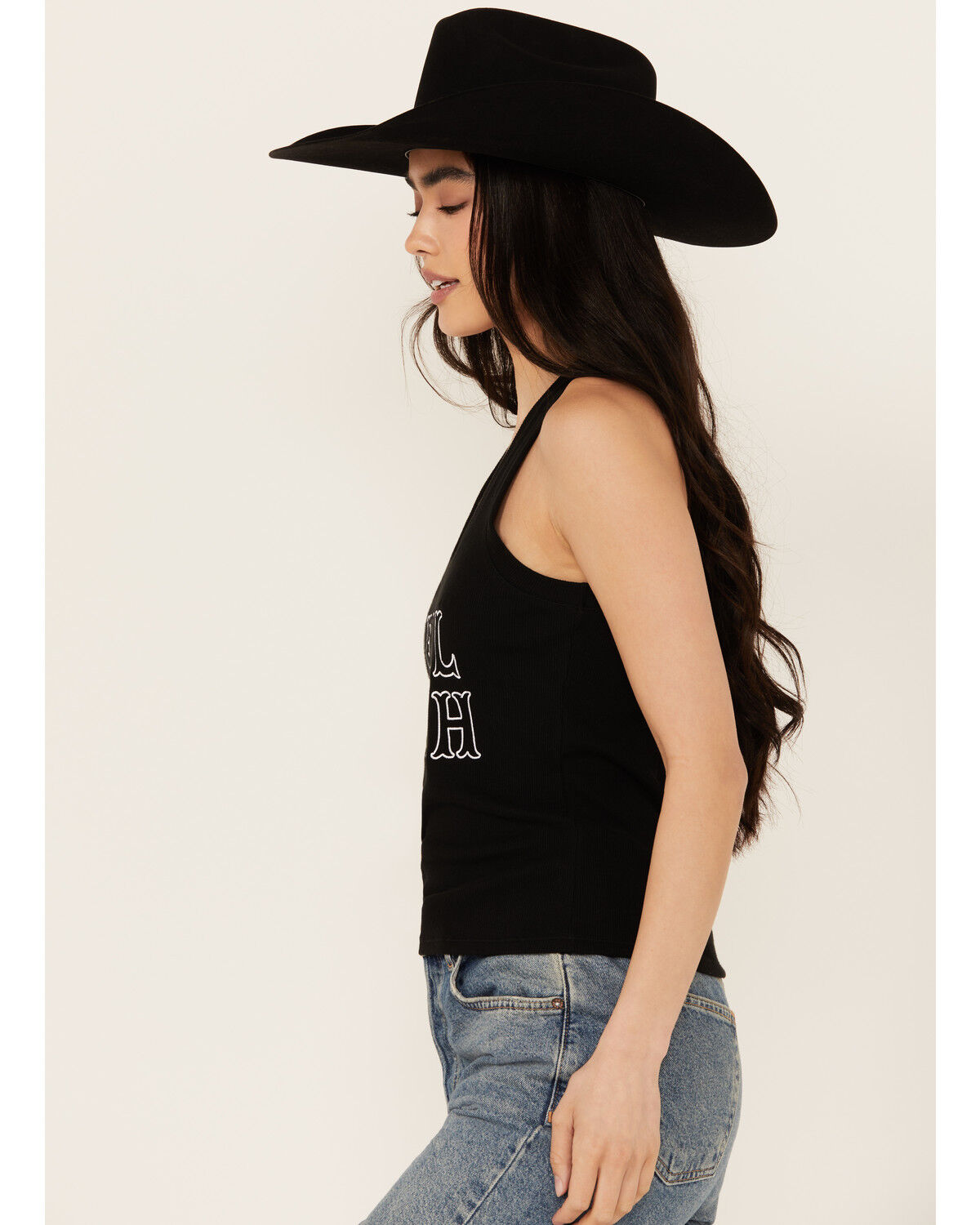 Image #2 - White Crow Women's Hell Yeah Embroidered Graphic Tank, Black, hi-res