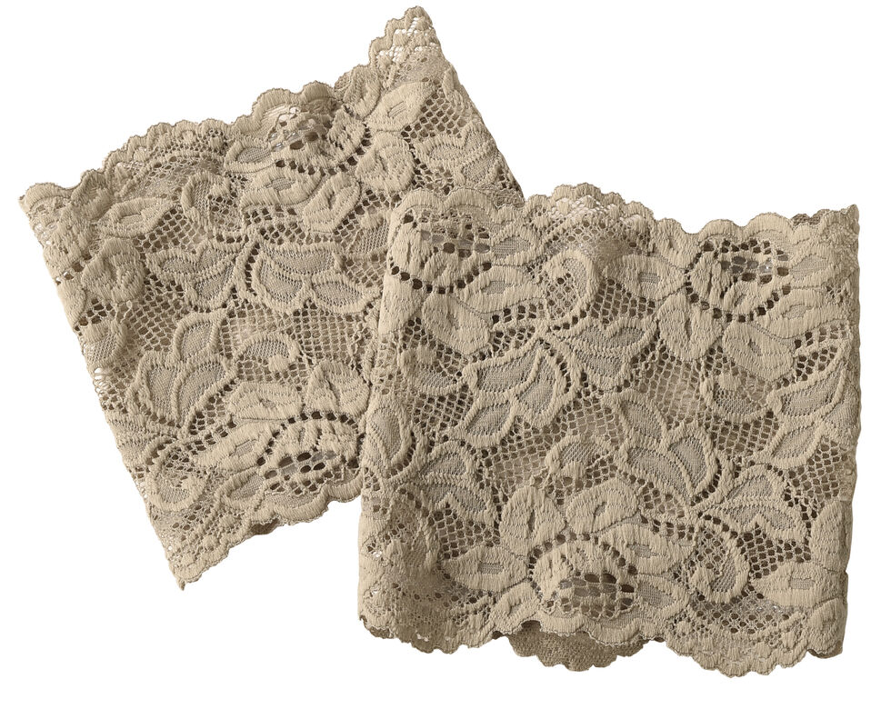 Shyanne Women's Taupe Lace Stretch Boot Cuffs, Taupe, hi-res