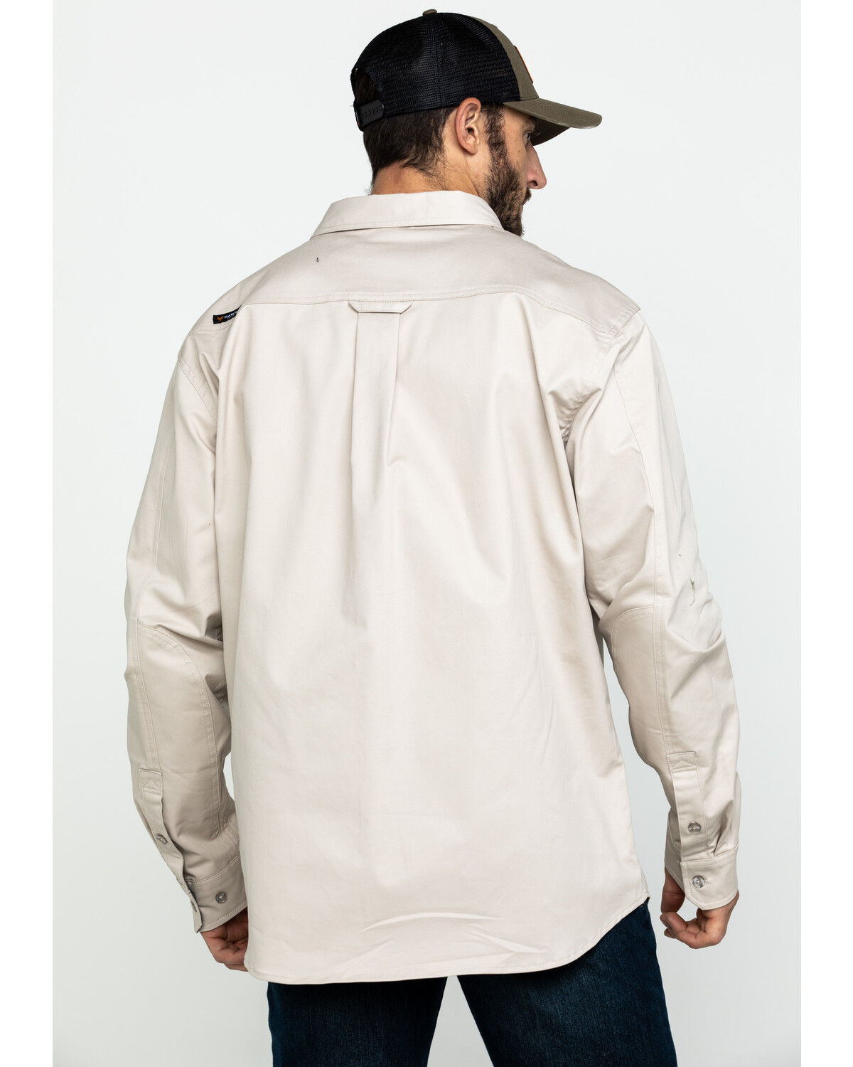 Image #2 - Hawx Men's Khaki Stretch Twill Long Sleeve Work Shirt, Beige/khaki, hi-res