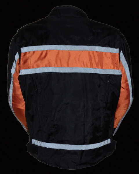 Image #4 - Milwaukee Leather Men's Reflective Stripe Racer Jacket, Black/orange, hi-res