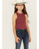 Image #1 - Fornia Girls' High Neck Tank Top , Wine, hi-res
