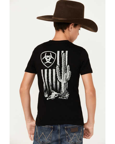 Image #4 - Ariat Boys' Cactus Flag Short Sleeve Graphic T-Shirt, Black, hi-res