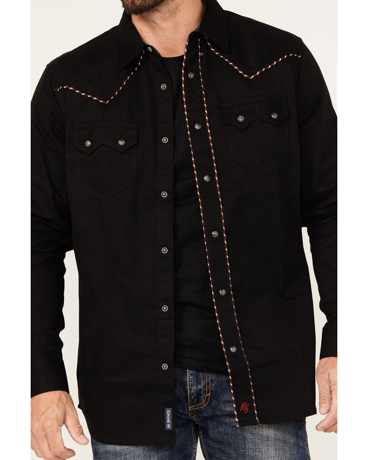 Image #3 - Moonshine Spirit Men's Trail Blazer Long Sleeve Snap Western Shirt, Black, hi-res