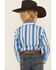 Image #4 - Wrangler Boys' Checotah Southwestern Striped Print Long Sleeve Snap Western Shirt, Blue, hi-res
