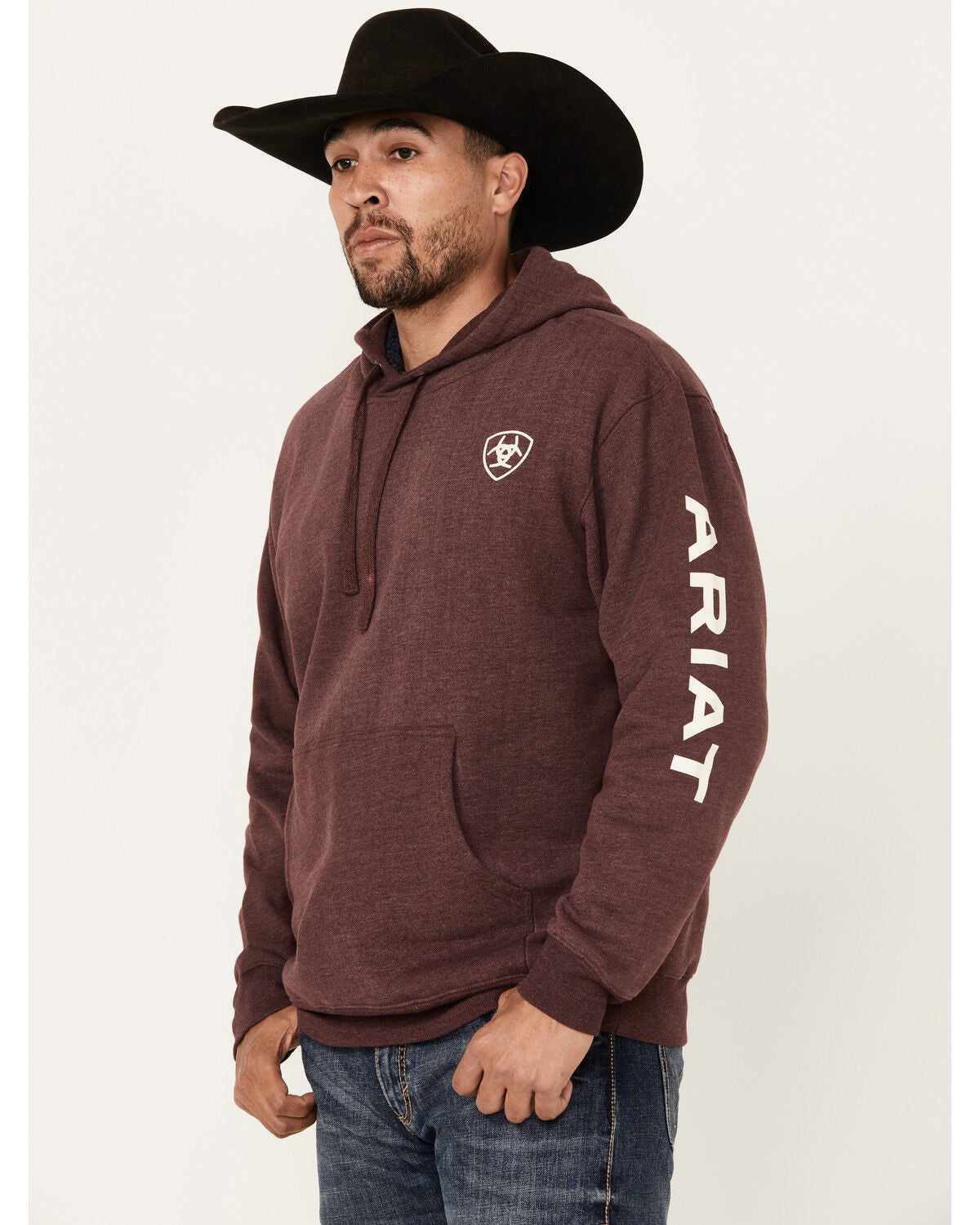 Image #1 - Ariat Men's Logo Sleeve Hooded Sweatshirt - Tall, , hi-res