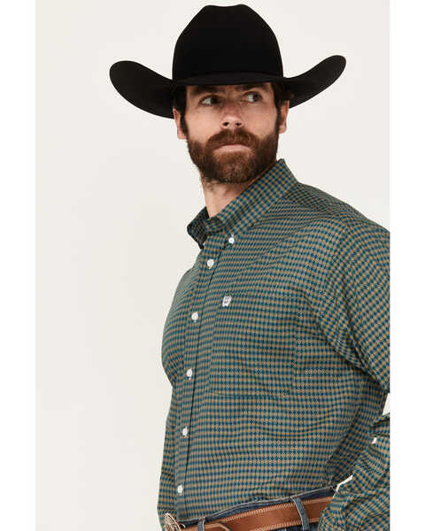 Image #2 - Cinch Men's Geo Print Long Sleeve Button-Down Western Shirt, Teal, hi-res