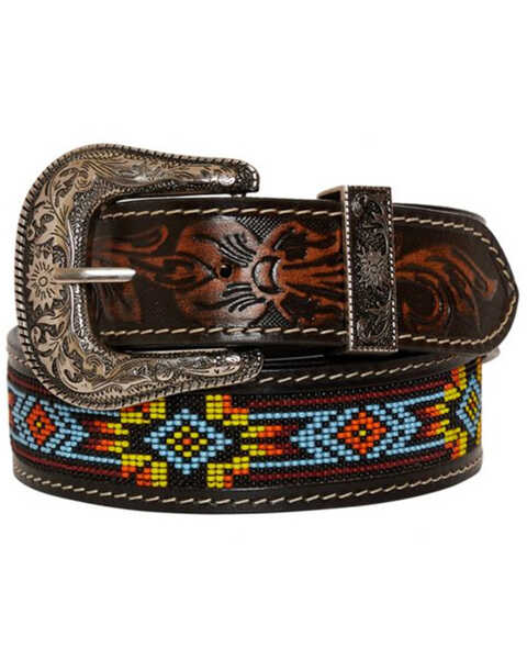 Image #1 - Myra Bag Women's Polychrome Southwestern Hand-Tooled Leather Belt, Brown, hi-res