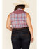 Image #4 - Rough Stock By Panhandle Women's Plaid Contrast Yoke Sleeveless Snap Western Core Shirt - Plus, Red/white/blue, hi-res