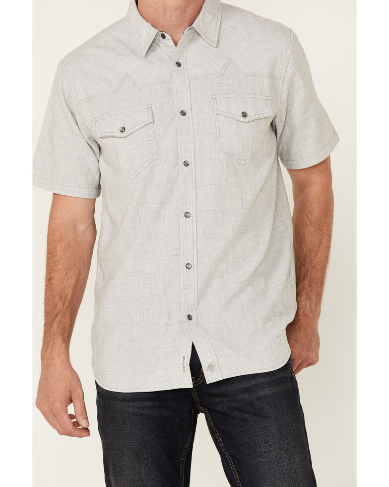 Moonshine Spirit Men's Haystack Solid Short Sleeve Snap Western Shirt , Grey, hi-res