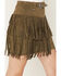 Image #2 - Rock & Roll Denim Women's Faux Suede Fringe Mini Skirt, Olive, hi-res