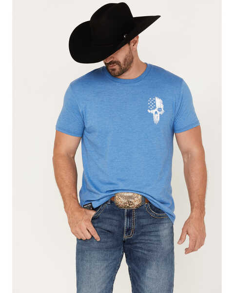 Image #1 - Browning Men's Liberty or Death Short Sleeve Graphic T-Shirt, Heather Blue, hi-res
