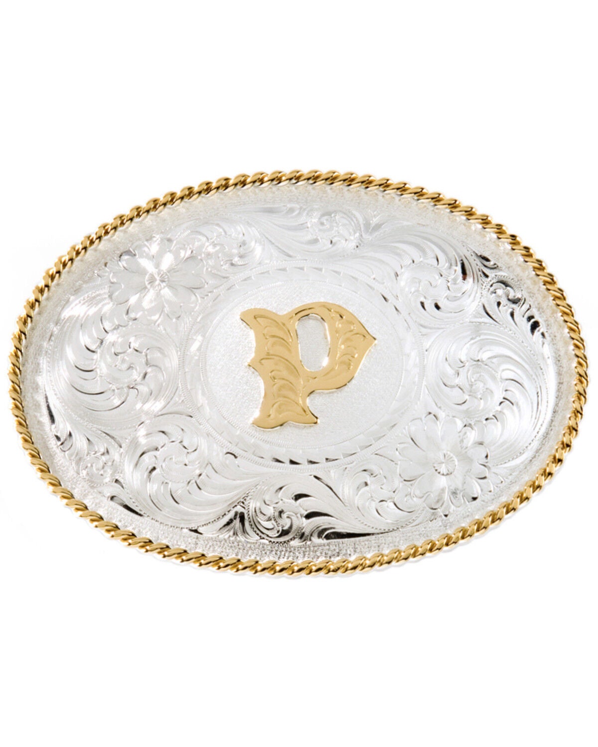 Montana Silversmiths Initial "P" Buckle, Silver, hi-res