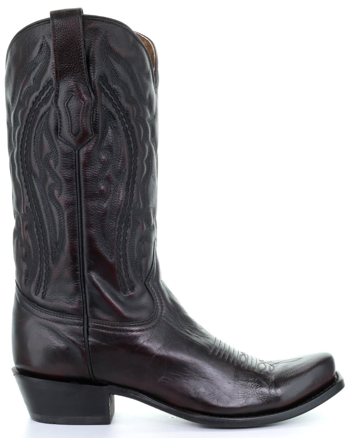 black cherry square toe boots