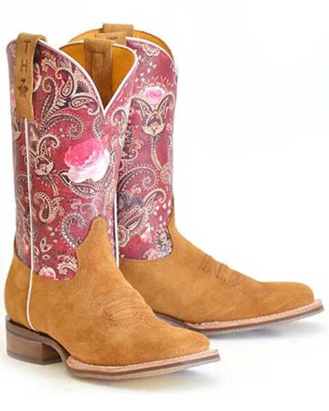 Tin Haul Women's Blooming Breeze Western Boots - Broad Square Toe, Tan, hi-res