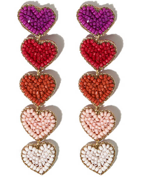 Image #1 - Ink + Alloy Women's Christina Ombre Heart Earrings, Multi, hi-res