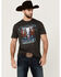 Image #1 - RANK 45® Men's Rodeo Steerhead Short Sleeve Graphic T-Shirt, Charcoal, hi-res