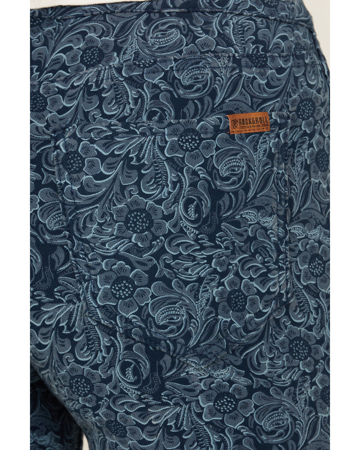 Image #4 - Rock & Roll Denim Women's High Rise Reversible Button Flare Stretch Denim Jeans, Navy, hi-res