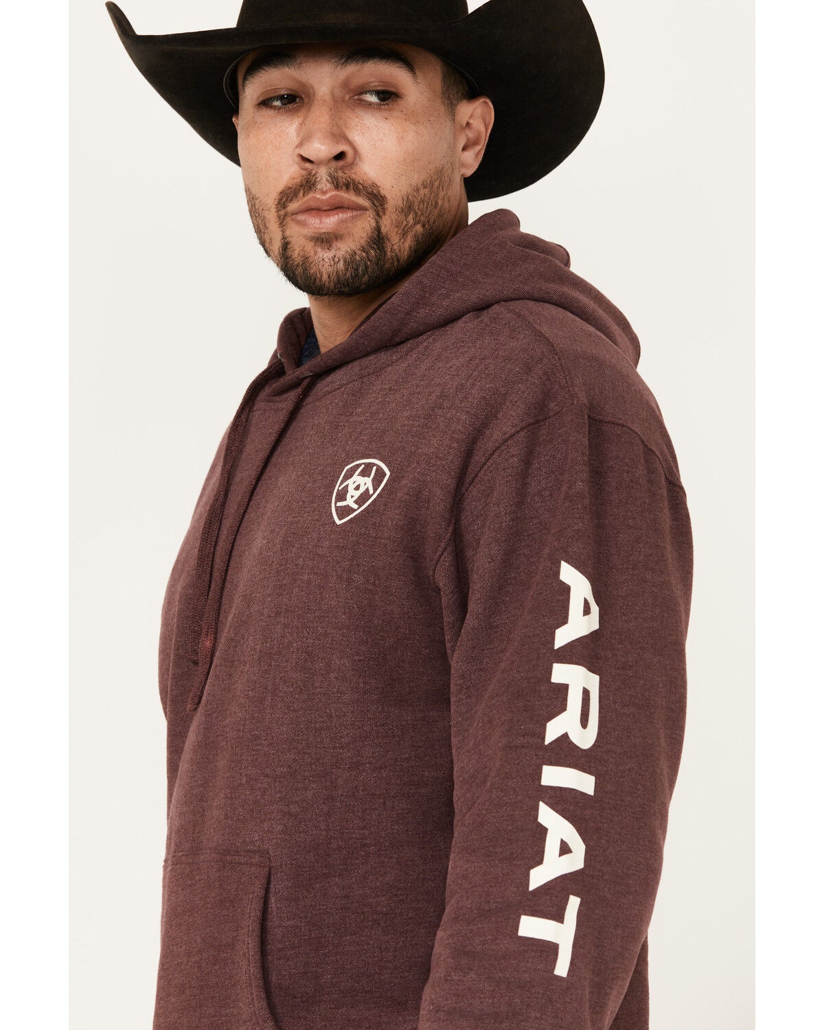 Image #2 - Ariat Men's Logo Sleeve Hooded Sweatshirt - Big, Maroon, hi-res