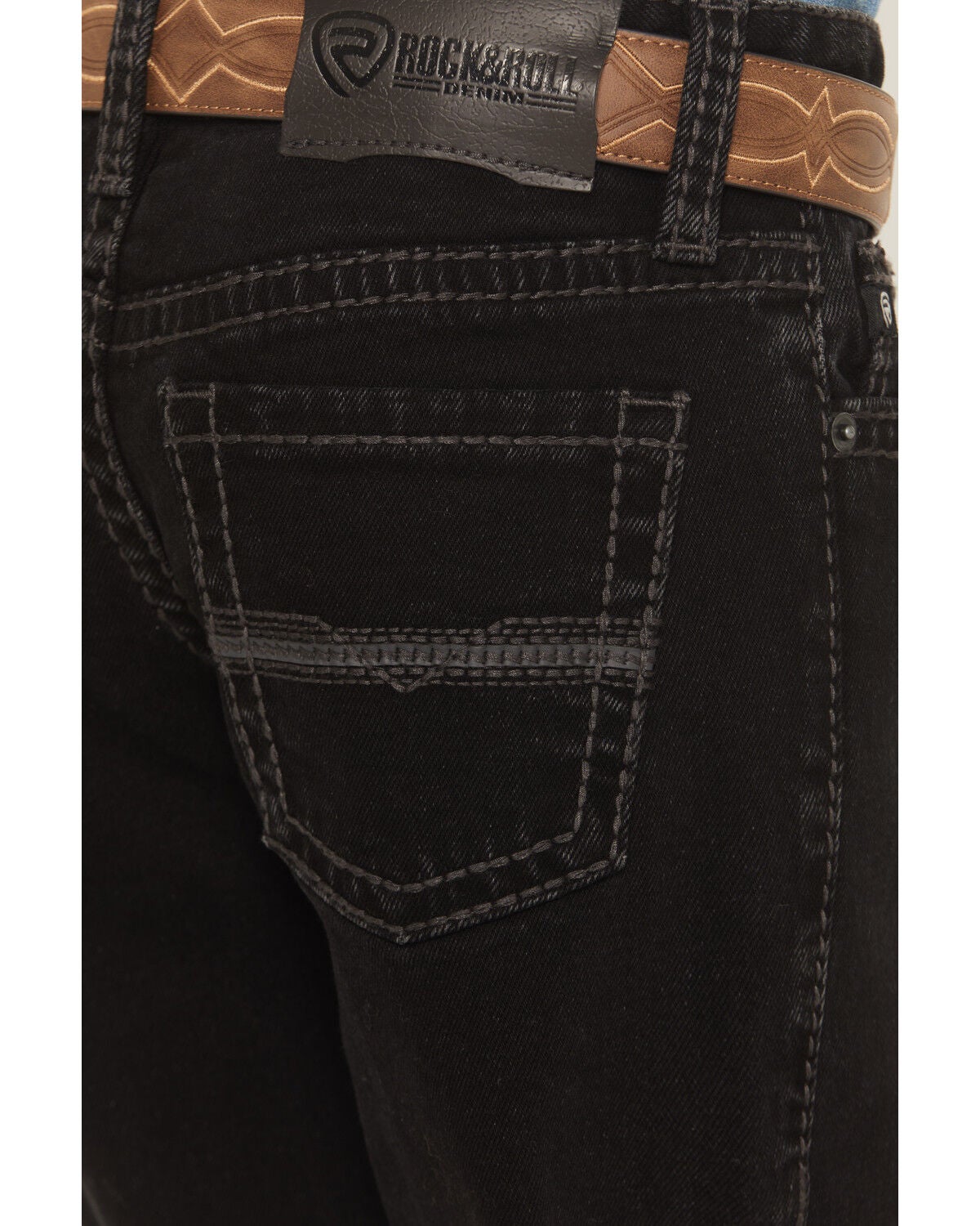 Image #4 - Rock & Roll Denim Boys' Bootcut Stretch Denim Jeans, Black, hi-res