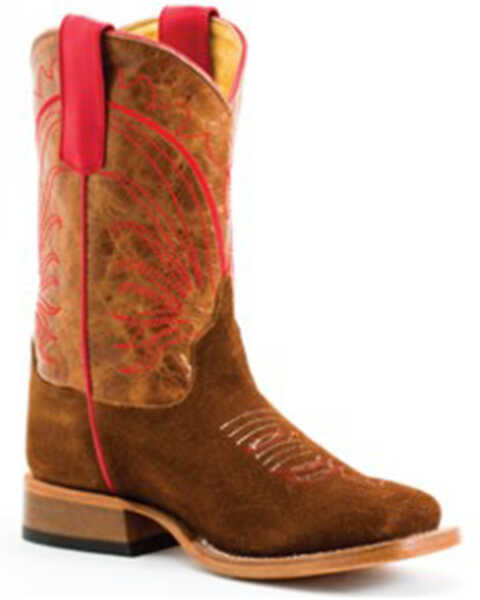 Anderson Bean Girls' Tobacco Roughout Western Boot - Square Toe , Tan, hi-res