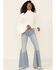 Image #4 - Shyanne Women's Rib Knit Mock Neck Bell Sleeve Top, Ivory, hi-res