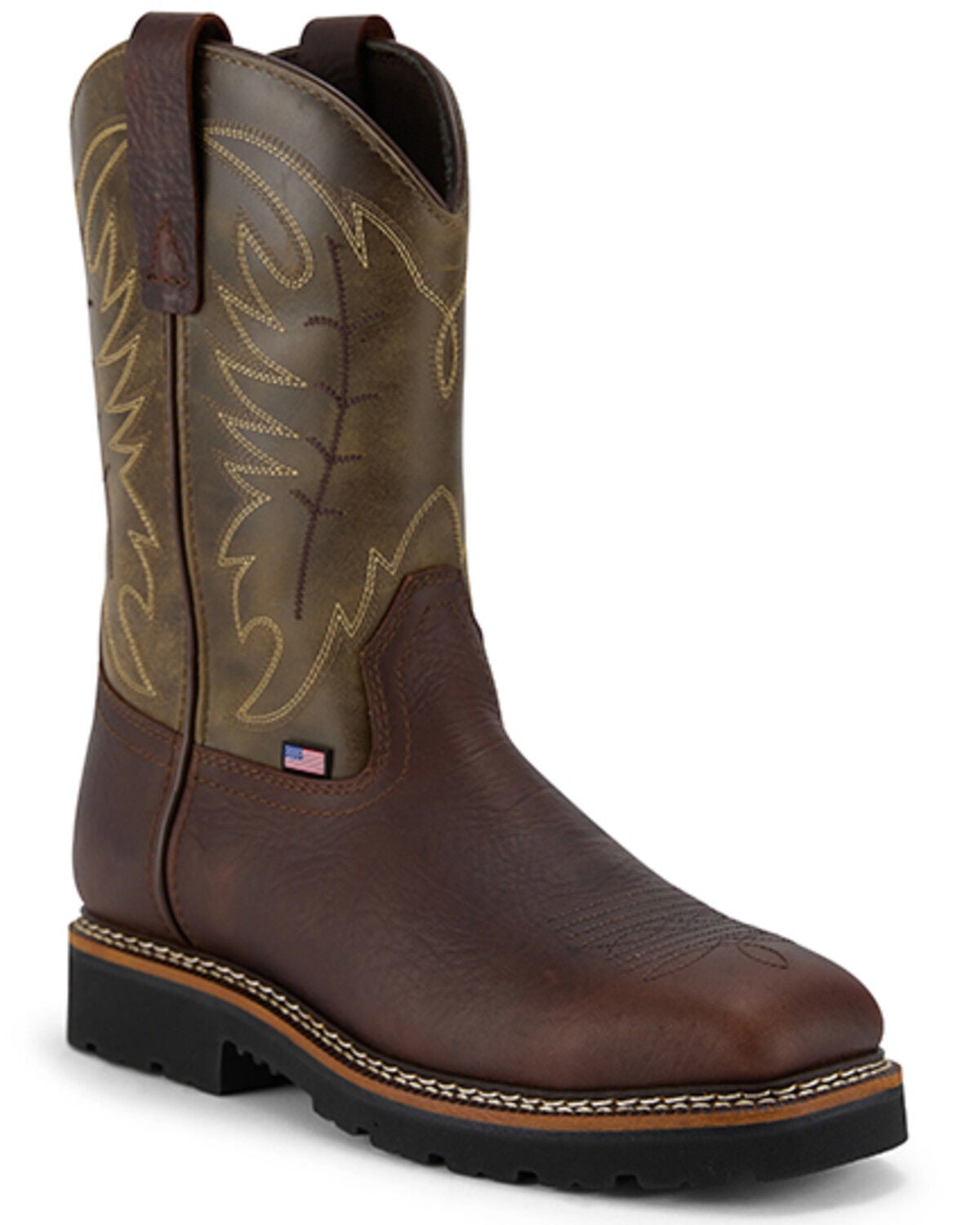 Image #1 - US Boot Men's Waterproof Pull-On Work Boots - Steel Toe, Brown, hi-res